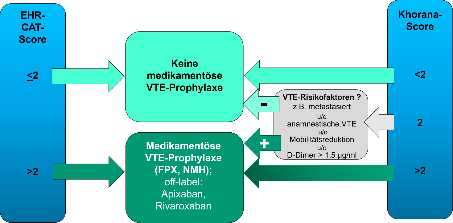 Algorithmus zur Differentialindikation der medikamentösen VTE-Prophylaxe bei ambulanten Tumorpat. mit medikamentöser Tumortherapie